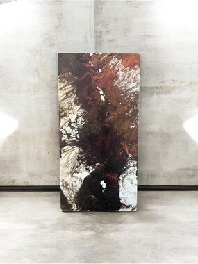 Abstract Fluid Art Canvas in Brown and Cream